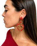 ORECCHINI CUORE BAROCCO ROSSO