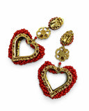 ORECCHINI CUORE BAROCCO ROSSO