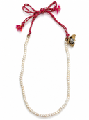 FRESHWATER PEARL NECKLACE WITH COLOURED CORD