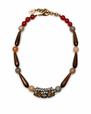 AMBER AND CRYSTAL JEWEL BEADS NECKLACE