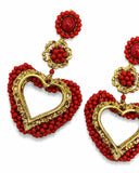 ORECCHINI CUORE BAROCCO ROSSO