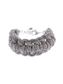 Bracciale intreccio di cordoncino e tubolare strass