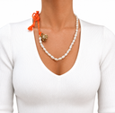 RIVER PEARL NECKLACE WITH NEON ORANGE CORD
