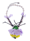 NECKLACE WITH PEARLS AND FABRIC FLOWER