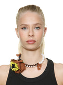 NECKLACE WITH PEARLS AND FABRIC FLOWER