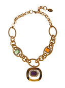 Collana con grossa catena e pietre colorate