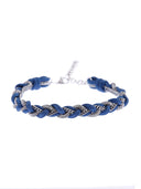 Collana choker con intreccio di cordoncino, tubolare strass e catena