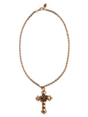 Collana con catena sottile e croce pendente in ottone dorato