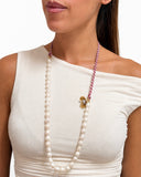 COLLANA PERLE DI FIUME E CORDONCINO MULTICOLOR
