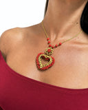 COLLANA CUORE BAROCCO ROSSO