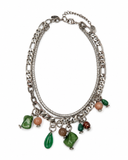 NECKLACE WITH GREEN STONE CHARMS