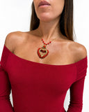 COLLANA CUORE BAROCCO ROSSO