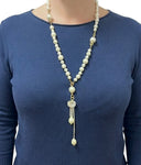 PEARL NECKLACE WITH JEWELED PENDANT