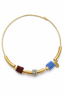 RIGID CHOKER WITH BEADS AND RHINESTONES