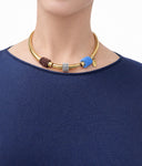 RIGID CHOKER WITH BEADS AND RHINESTONES