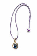 COLOURED CORD NECKLACE WITH CRYSTAL PENDANT
