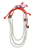 COLLANA PERLE DI FIUME E CORDONCINO ARANCIO FLUO