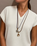 COLLANA CORDONCINO COLORATO E PENDENTE GEOMETRICO CRISTALLO