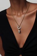 NECKLACE WITH JEWELED CARABINER CLASP AND PENDANT