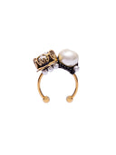 RING WITH STONE AND PEARL