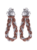 Orecchini con cordoncino e tubolare strass intrecciati