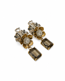 FLOWER JEWEL EARRINGS WITH DANGLING STONE
