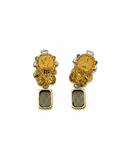 FLOWER JEWEL EARRINGS WITH DANGLING STONE