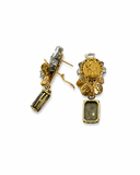 FLOWER JEWEL EARRINGS WITH DANGLING STONE
