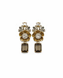 FLOWER JEWEL EARRINGS WITH DANGLING STONE