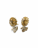DAISY AND LEAF EARRINGS WITH CENTRAL STONE