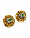 DAISY BUTTON EARRINGS WITH CENTRAL STONE
