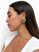DAISY BUTTON EARRINGS WITH CENTRAL STONE