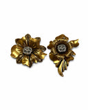 SPILLA MAXI FIORE CON CENTRALE CRISTALLO E FOGLIA