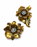 SPILLA MAXI FIORE CON CENTRALE CRISTALLO E FOGLIA