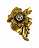 SPILLA MAXI FIORE CON CENTRALE CRISTALLO E FOGLIA