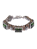 Bracciale di strass pietre rettangolari e fiori cristallo