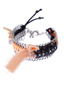 Bracciale catena con nastri intrecciati e strass