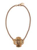 Collana a catena in ottone con pendente fiore e leone