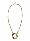 Collana cerchio intrecciato con cordoncini e pietre ricamate