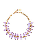 Collana a catena con perle sfaccettate in plexiglass e strass