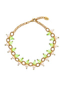 Collana a catena con perle in vetro e sfaccettate in plexiglass