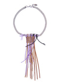 Collana strass con nastri a frange