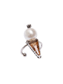 Anello con perla e pietra triangolare