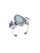 Anello con pietra navette dipinta turchese