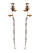 Orecchini pendenti con strass e tralcio rose