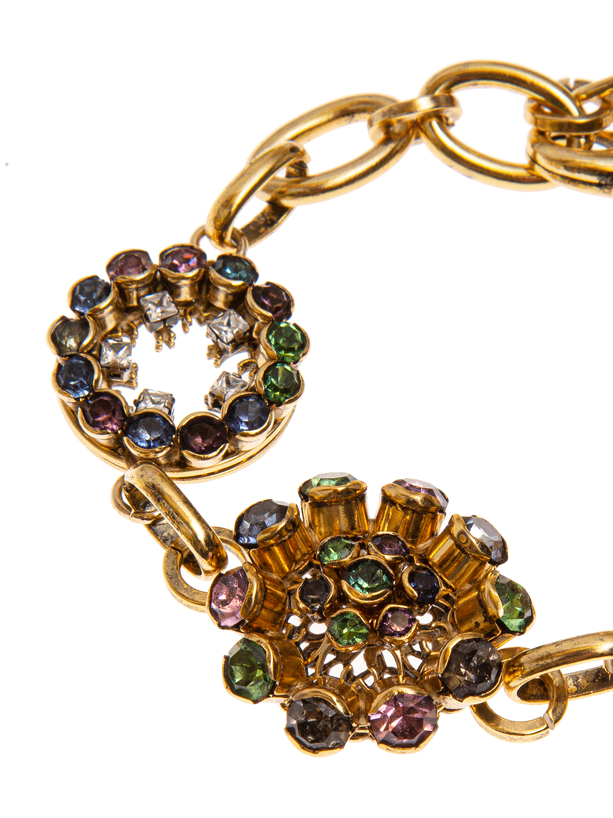 Chain bracelet embellished with filigrees and multicolor stones