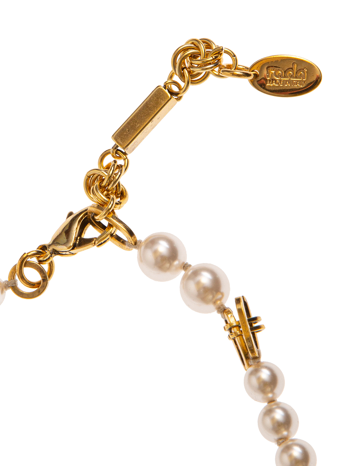 Pearl necklace with  jewel helix-shaped decoration embroidered with stones
