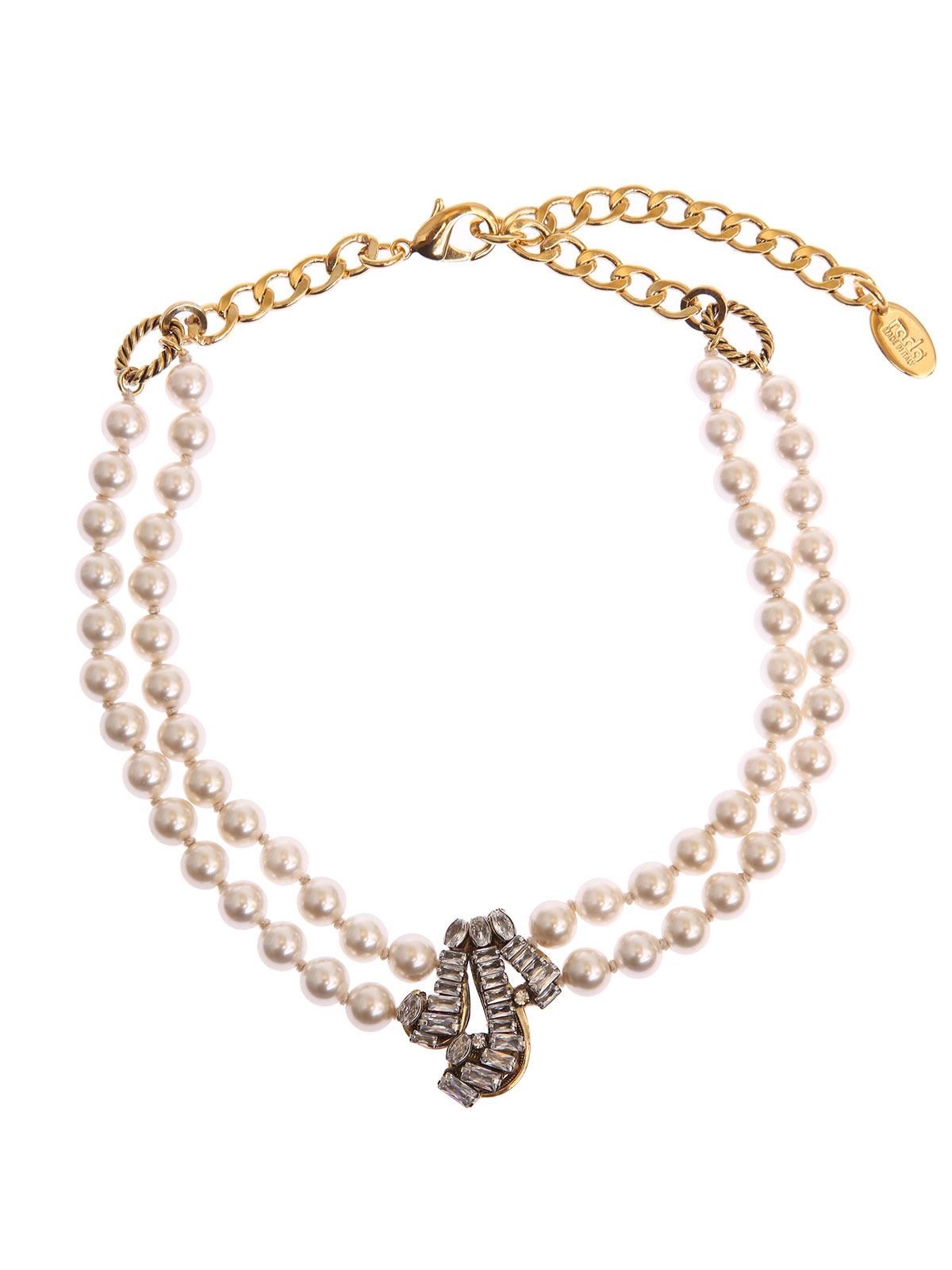 Pearl necklace with jewel curly decoration