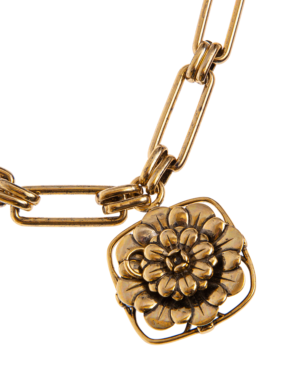 Mixed chain necklace with metal flower charm