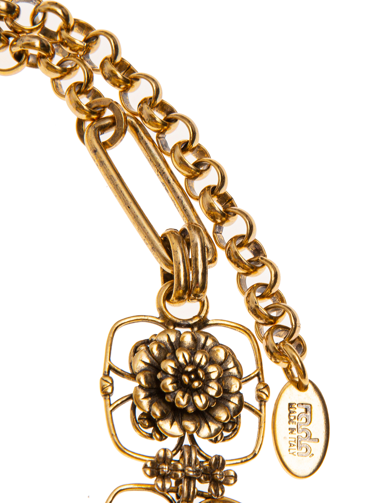 Chain necklace with metal flower decorations